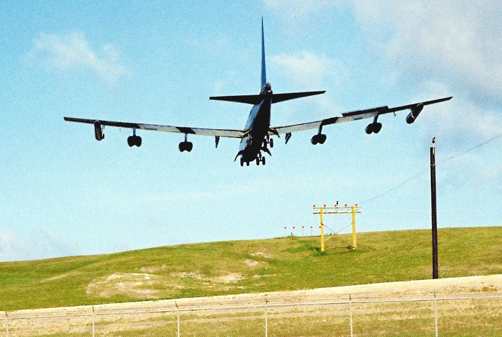 B-52D landing overhead.