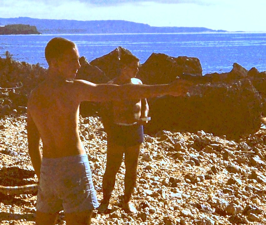 Paulsen and Andrade on the beach at Two Lovers Point