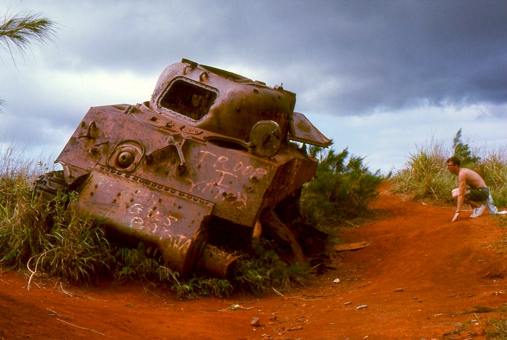 Abandoned WWII tank, Guam 1968